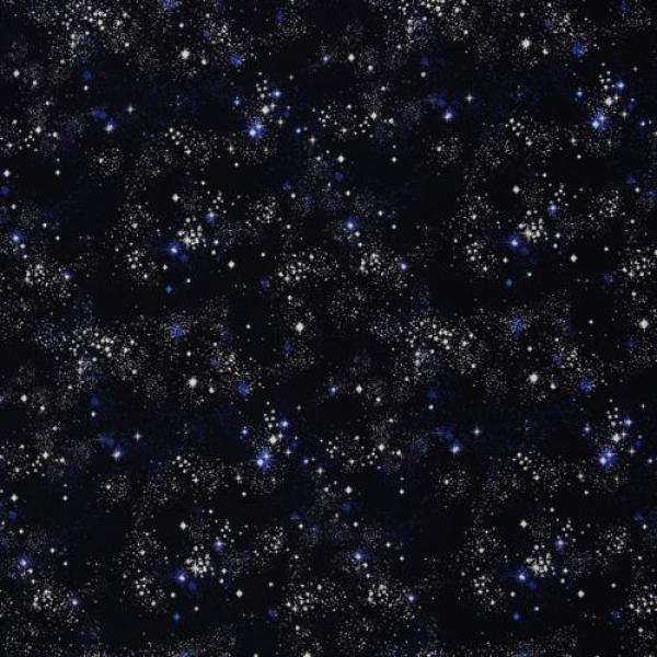 Baumwolldruck Sternen Universum Blau von Swafing